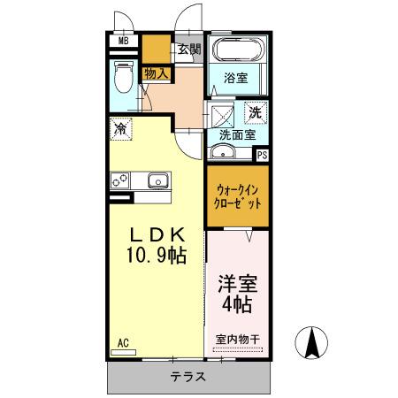 グランディール松原(1LDK/2階)の間取り写真