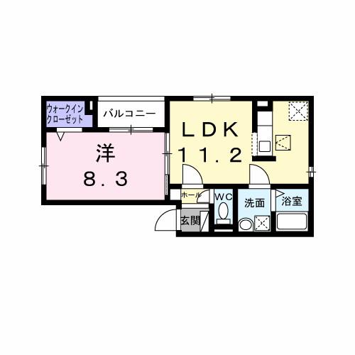 ヒカルサ尼崎栗山町(1LDK/1階)の間取り写真