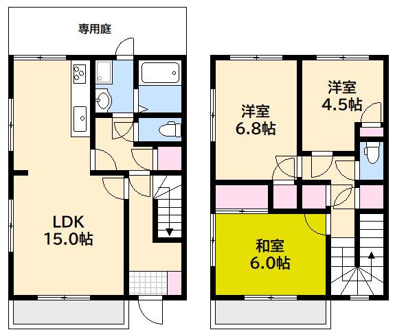 メゾネット己斐(3LDK/1階)の間取り写真