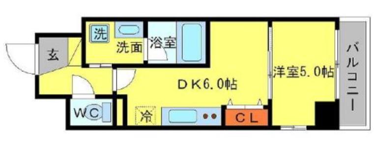 BRAVI南堀江(1DK/11階)の間取り写真
