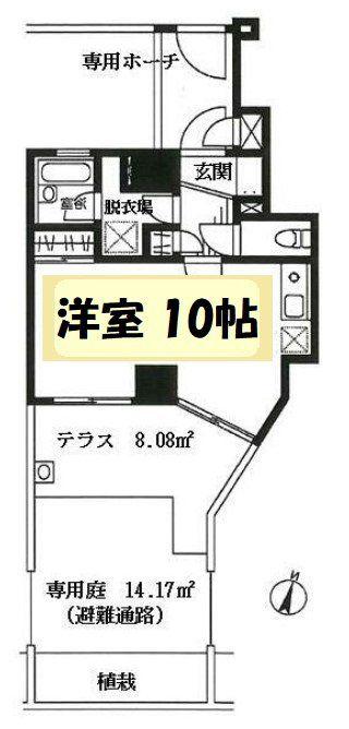 ベルシェ春日部(ワンルーム/1階)の間取り写真