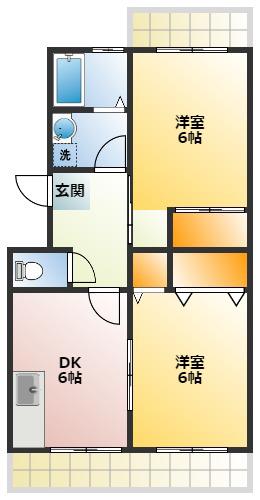 田中コーポ(2DK/4階)の間取り写真