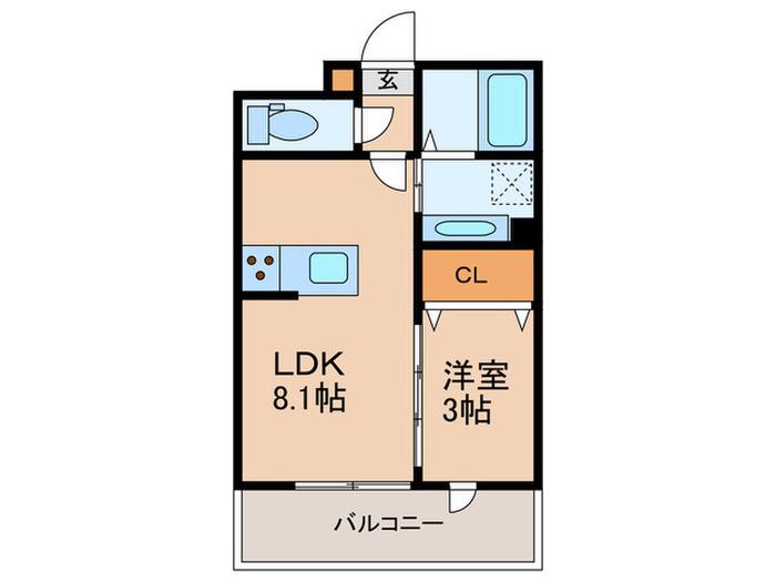 CASTILLO(1LDK/3階)の間取り写真