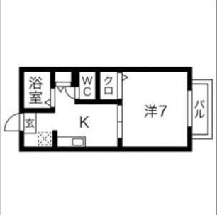 ポミエ六甲(1K/1階)の間取り写真