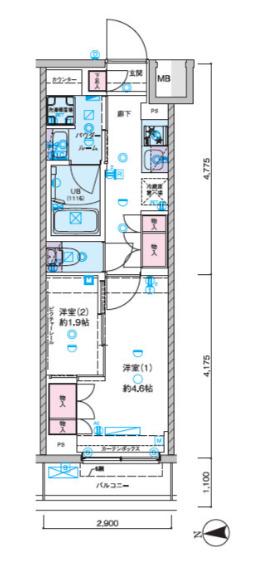 セジョリ池袋本町(2K/5階)の間取り写真