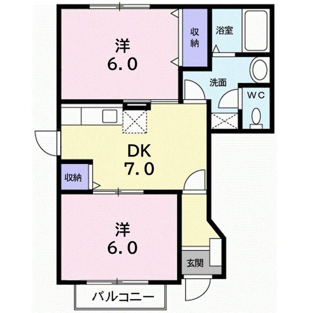 サンハイム(2DK/1階)の間取り写真