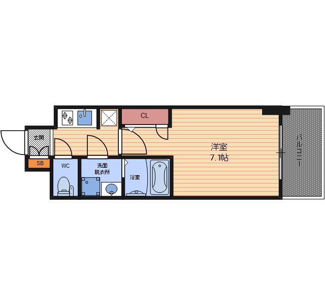 S-RESIDENCE大阪九条ノース(1K/4階)の間取り写真