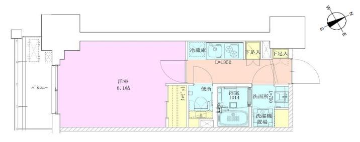 門前仲町レジデンス九番館(1K/8階)の間取り写真