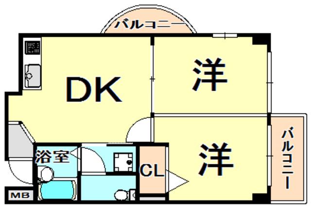 ロングライフ3(2DK/3階)の間取り写真