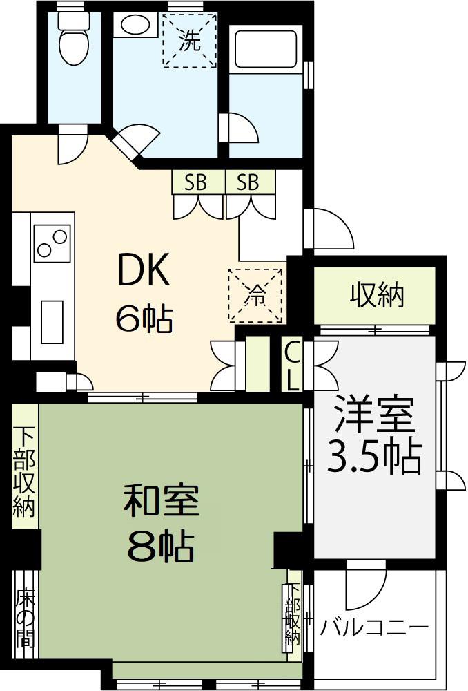 プロヴァンスM(2DK/2階)の間取り写真
