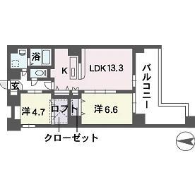 ヴィルコート城南(2LDK/8階)の間取り写真