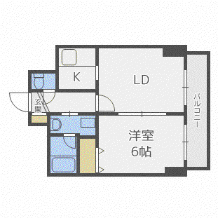 ドーリス札幌(1LDK/3階)の間取り写真