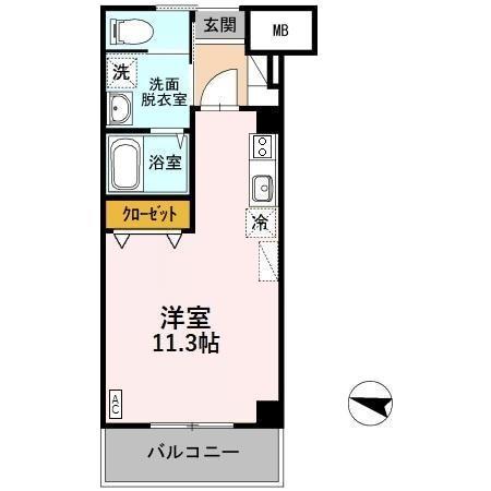 ロングステイ山下(ワンルーム/2階)の間取り写真