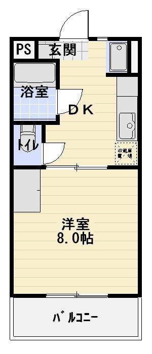 ムーブル(1DK/3階)の間取り写真