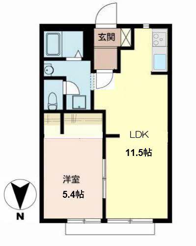 クレールしののめ(1LDK/1階)の間取り写真