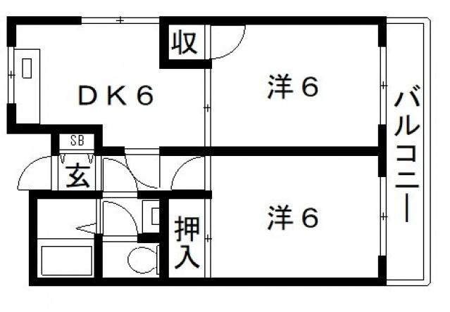 サザンクロス静(2DK/1階)の間取り写真