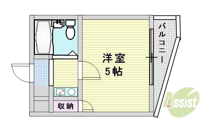 ルポ豊津(1K/4階)の間取り写真