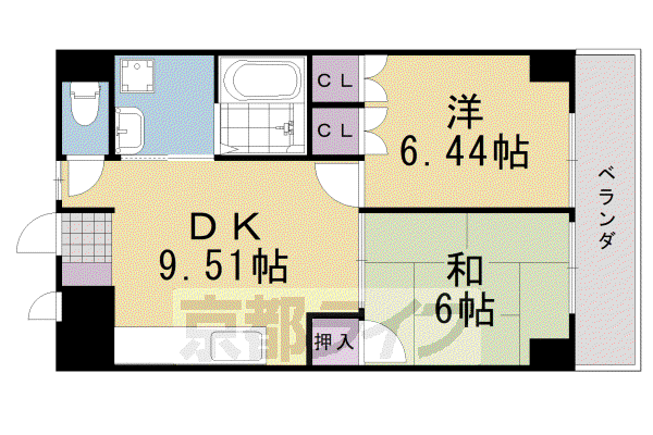 MANSION桂(2DK/1階)の間取り写真