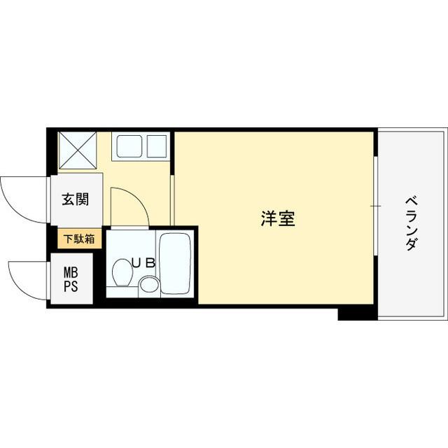 ライオンズマンション三宮(ワンルーム/5階)の間取り写真