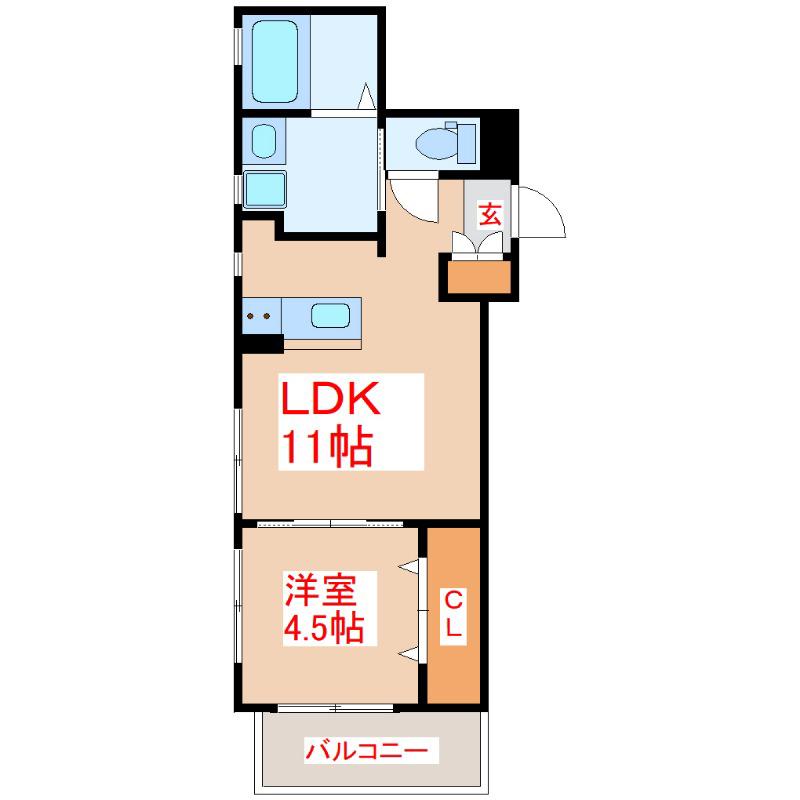 プルメリアパーク(1LDK/4階)の間取り写真