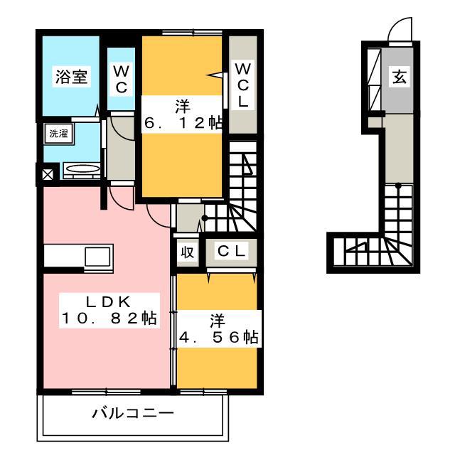 DAIWAHOUSEセキュリティエスポワール18弥永西(2LDK/2階)の間取り写真