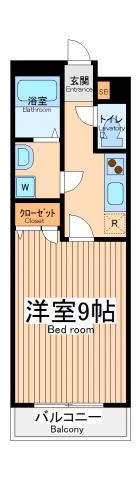 アロッジオ淵野辺Ⅰ(1K/3階)の間取り写真