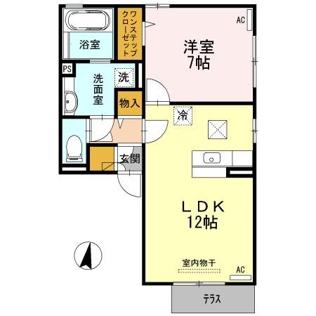 カーサマローンB(1LDK/1階)の間取り写真