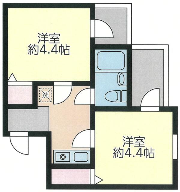 アスタック弐番館(2K/1階)の間取り写真