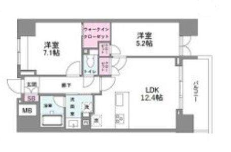 シーズンフラッツ今池ノース(2LDK/5階)の間取り写真