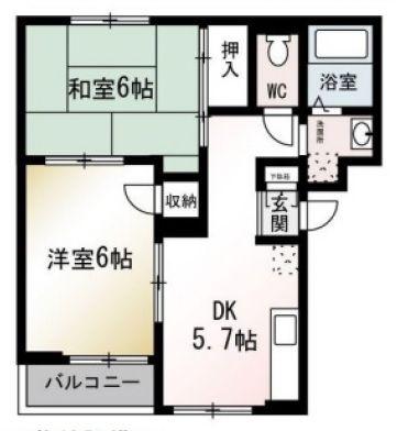アネックス田中(2DK/3階)の間取り写真