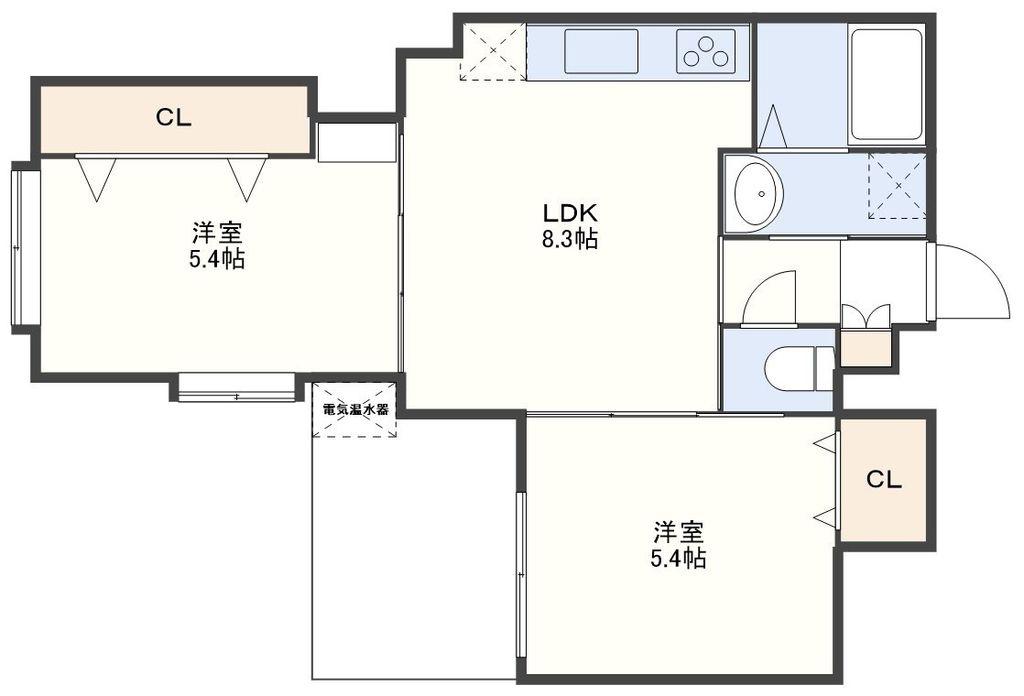 ファーストラック出来大工町(2LDK/7階)の間取り写真