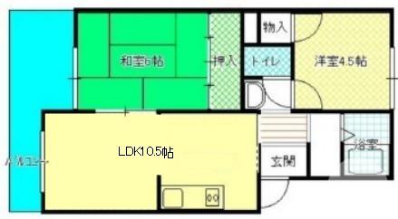 コーポ新宅II(2LDK/3階)の間取り写真