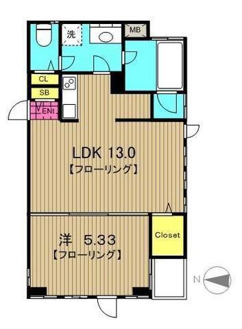アドレー渋谷本町アネックス(1LDK/1階)の間取り写真