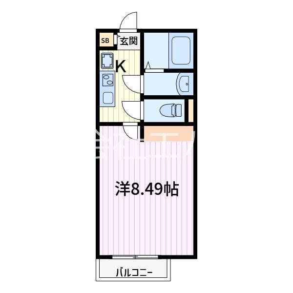 カインドネス蕨(1K/2階)の間取り写真