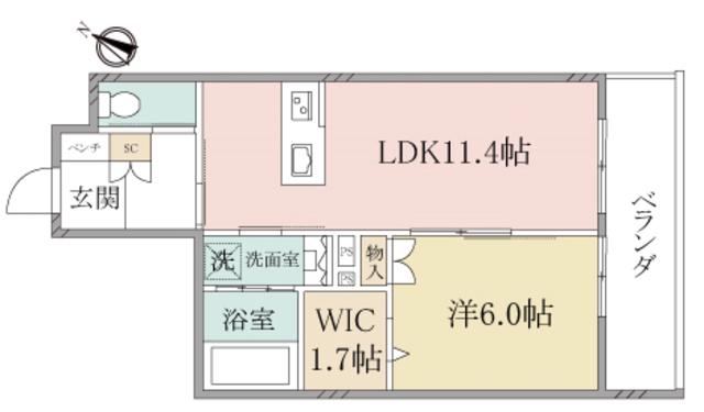 へーベルヴィレッジ与野本町LUPINUS(1LDK/1階)の間取り写真