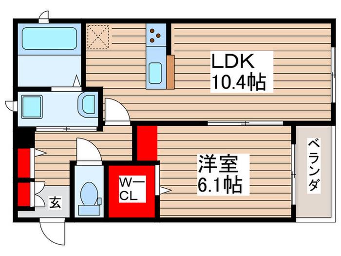 フェリシア妙典A(1LDK/3階)の間取り写真