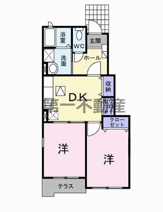 グレイシャスハイムB棟(2DK/1階)の間取り写真