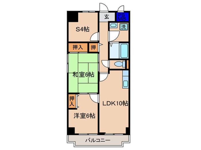 プレジオ東寺(2SLDK/6階)の間取り写真