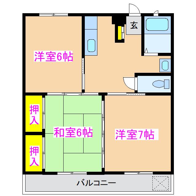 セントラルハイツ(3K/3階)の間取り写真