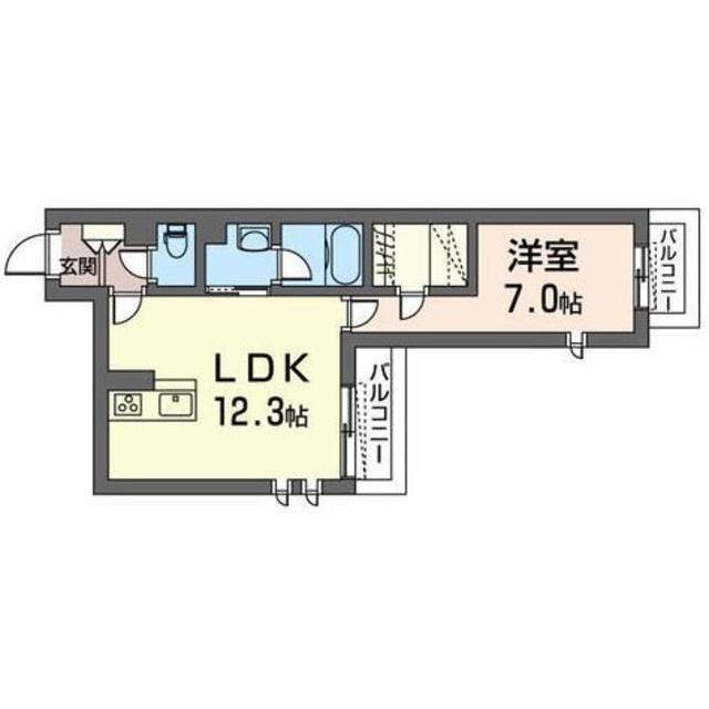 アトリエール青葉(1LDK/1階)の間取り写真