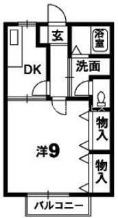 メゾンポワン(1K/1階)の間取り写真