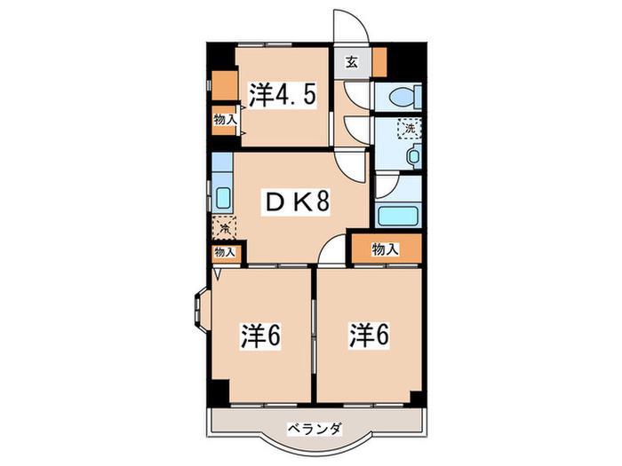 サンモール1番館(3DK/1階)の間取り写真