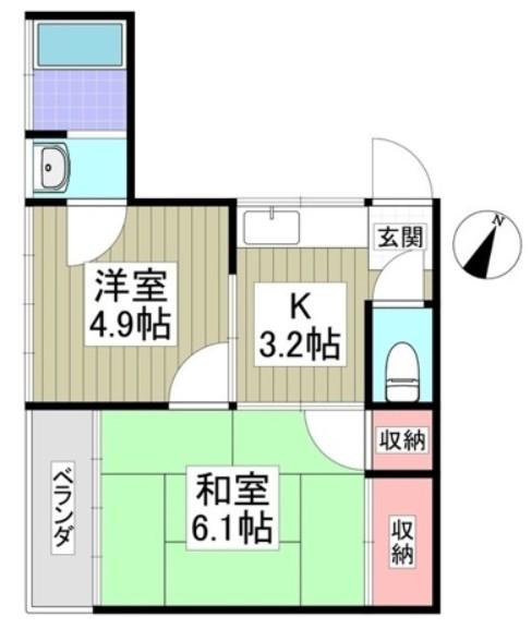 プラウ鳩ヶ谷(2K/2階)の間取り写真