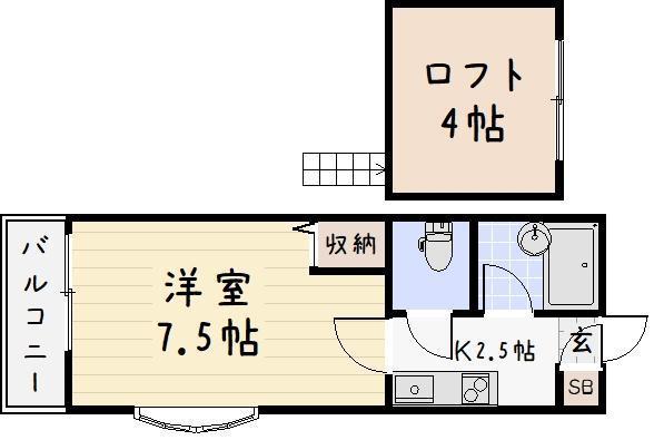 リファレンス企救丘A・B(1K/2階)の間取り写真
