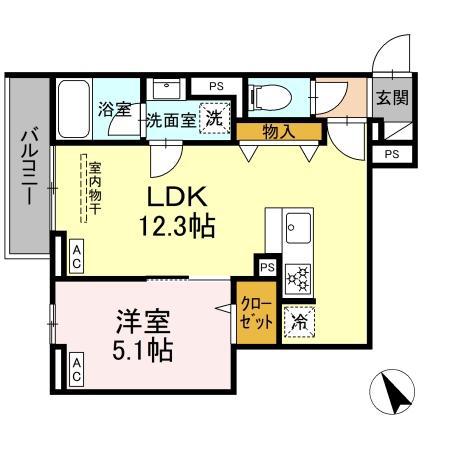 セレスティア桜上水(1LDK/2階)の間取り写真