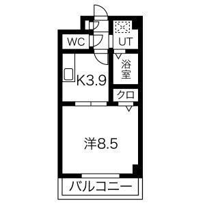 ベルドミール北畑(1K/3階)の間取り写真