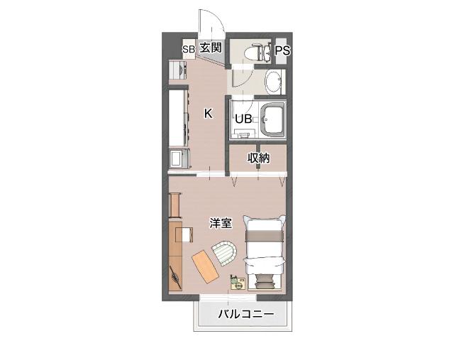 ファーニッシュドステイ松本市岡田松岡(1K/2階)の間取り写真