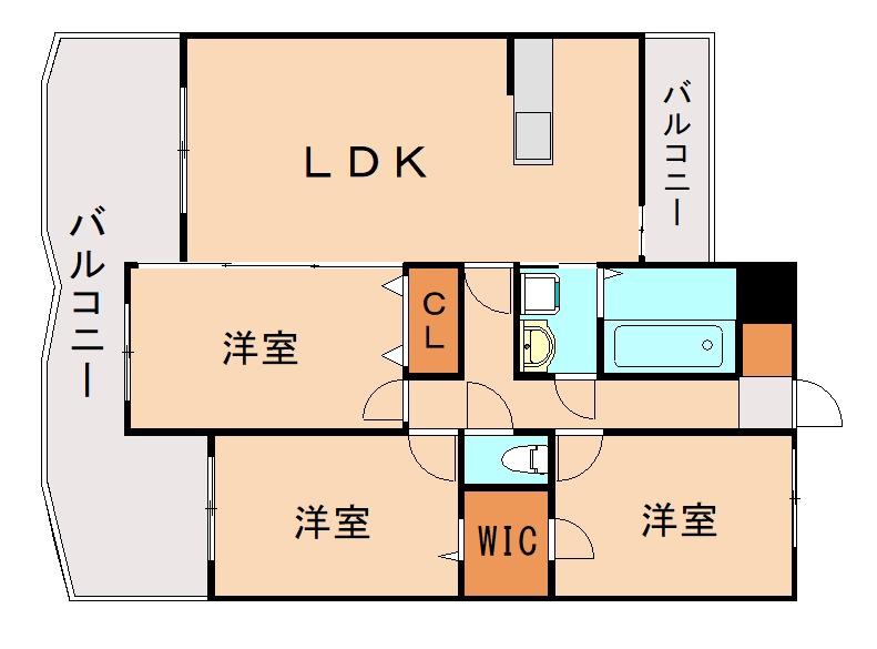 ルート本城学研台(3LDK/3階)の間取り写真