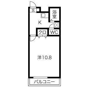 アムール カレクス ドゥトフ(1K/2階)の間取り写真