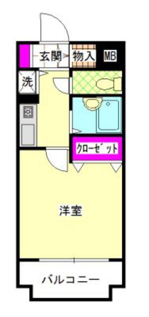 ライオンズマンション博多駅南第3(1K/6階)の間取り写真